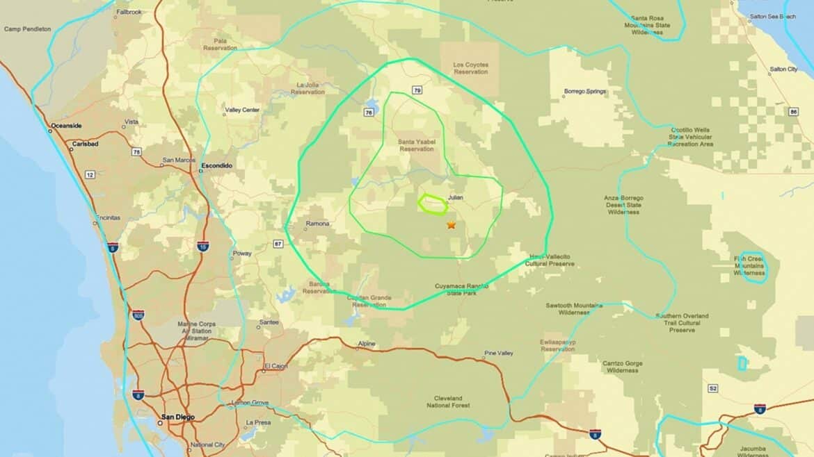 5.2 परिमाण भूकंप से सैन डिएगो क्षेत्र हिलाता है