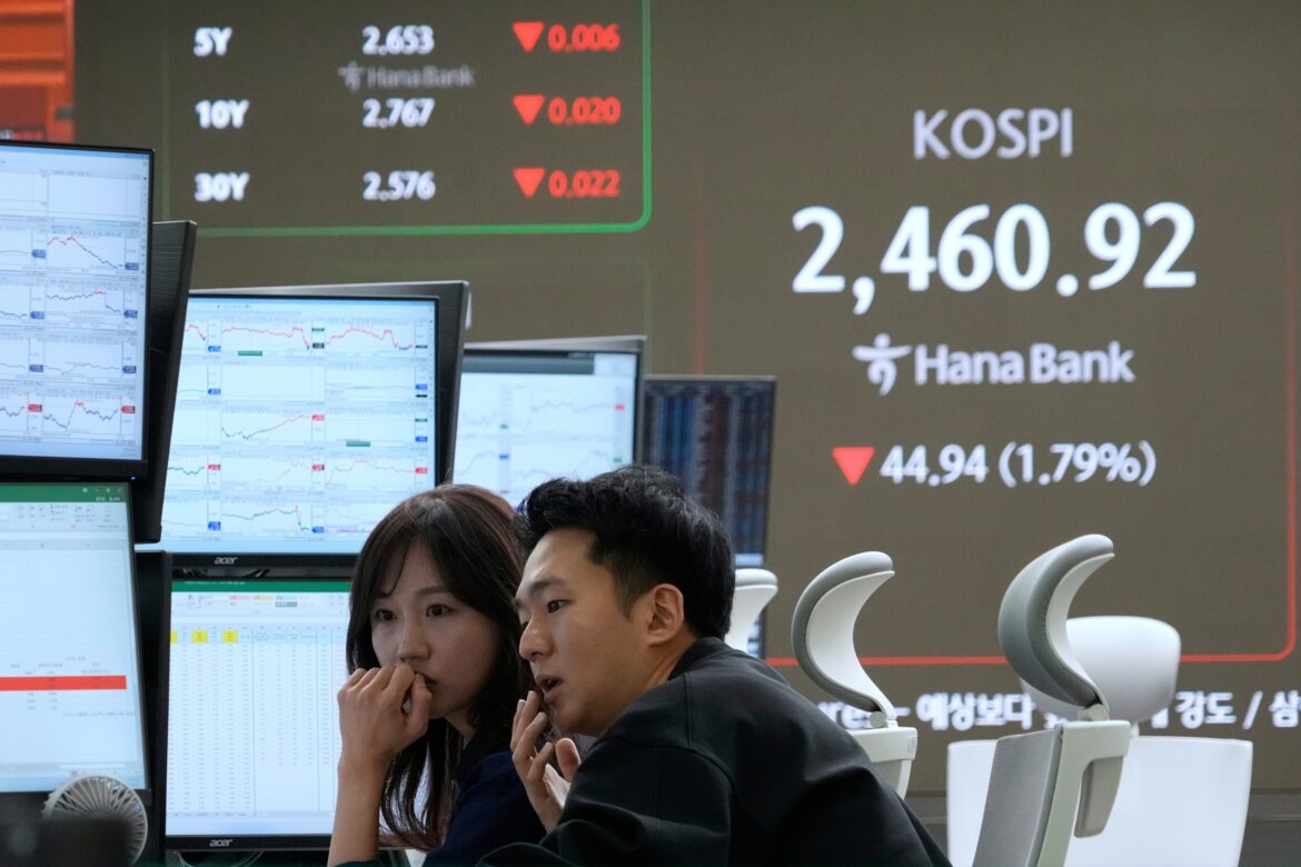 ट्रम्प के व्यापक टैरिफ के जवाब में शेयर बाजारों में गिरावट आती है