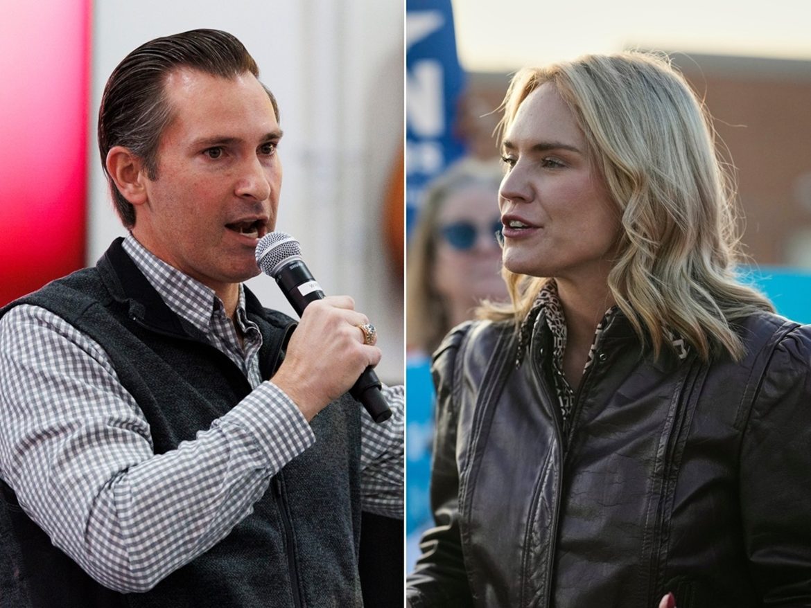 फोटो: रिपब्लिकन कांग्रेस के उम्मीदवार मैट वान एप्स 1 दिसंबर, 2025 को फ्रैंकलिन, टेनेसी में एक गेट आउट द वोट कार्यक्रम के दौरान बोलते हैं। डेमोक्रेटिक कांग्रेस के उम्मीदवार आफ्तिन बेहन 13 नवंबर, 2025 को नैशविले, टेनेसी में एक अभियान कार्यक्रम के दौरान बोलते हैं। 