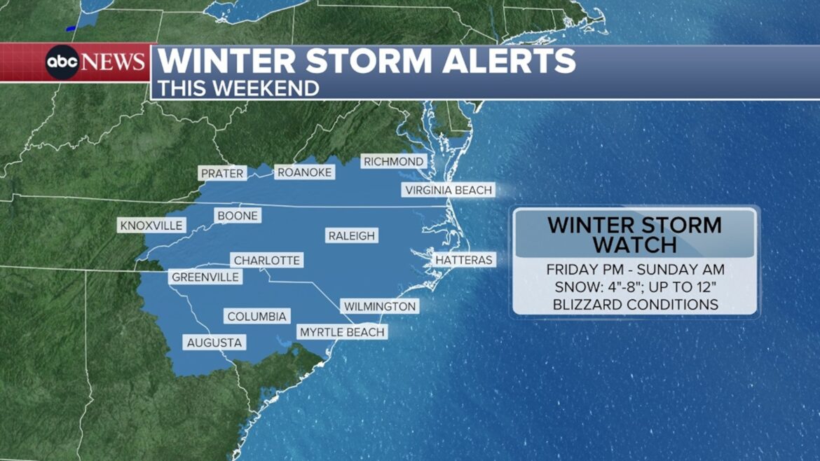 इस सप्ताह के अंत में संभावित बर्फ़ीला तूफ़ान दक्षिणपूर्व की ओर बढ़ सकता है: नवीनतम पूर्वानुमान